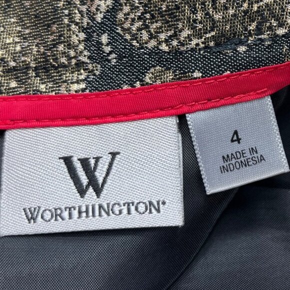 Worthington Metallic Gold Snakeskin Print Lined Skirt Size 4 - Picture 3 of 16